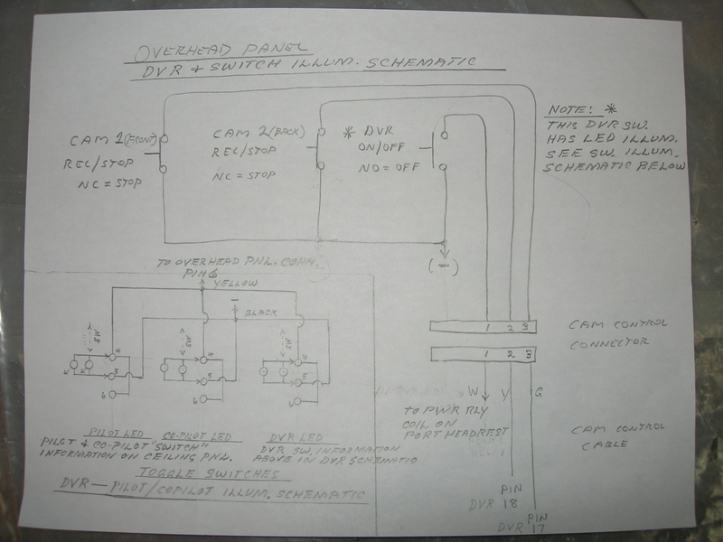 Ceiling panel DVR and switch illumination schematic.
